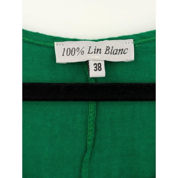 Midi 100% Linen Ruffle Dress Women Size 38 Minimalist Resort Flowy Relaxed Boho - Picture 8 of 10